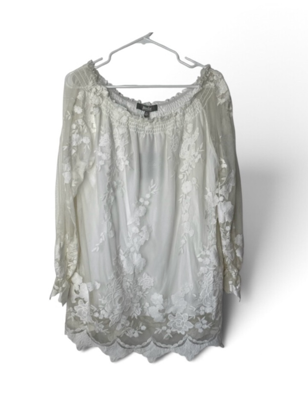 Marled NWT Tunic Blouse XL Ivory Lace Off Shoulder Fairy Victorian Romantic